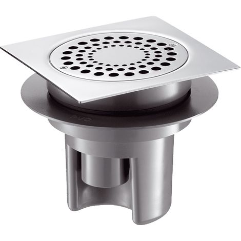 Delabie – Siphon de sol réglable 150 x 150 mm – Garde d'eau 50 mm – Sortie intégrée Ø 40 mm – Installation à l'italienne pour carrelage et béton