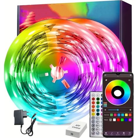 Led Chambre 30M Ruban Led Bande Lumière Décorative Multicolore, Rgb Guirlande de Lumineuse Dimmable avec Télécommande, Bluetooth APP, Musicale pour Parti,Maison,Salon [Classe énergétique F] (1/5)
