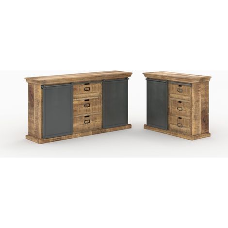 Ensemble 2 buffets moyen et petit en bois de manguier massif - Tabuk (1/5)