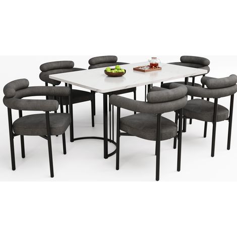 CHICFURN Pack de 6 sillas de comedor 70x62x85 cm tela gris oscuro, confort ergonómico (1/5)