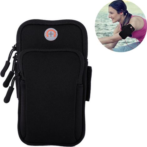1 Brassard de sport, support téléphone portable, poche 10x18cm, matière Lycra, résistant eau, pour course fitness musculation (1/5)