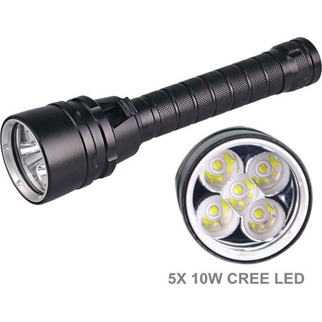 Lampe De Poche Led Pour Plongée Lumière Forte Étanche Perles Lumineuses 5 Ip68 L2 Blanche (1/4)