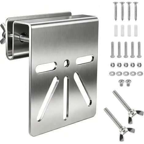 Support de gouttière en Acier Inoxydable pour caméra de sécurité S340 - Fixation sans perçage avec vis antirouille - Support Universel pour caméra de sécurité Solaire extérieure (1/5)