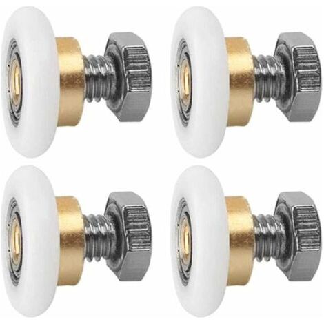 Rouleau de porte coulissante, lot de 4 roulettes de douche, glissières de douche, roulette pour porte de douche, roulettes coulissantes, roue de secours de porte (20 mm) (1/5)