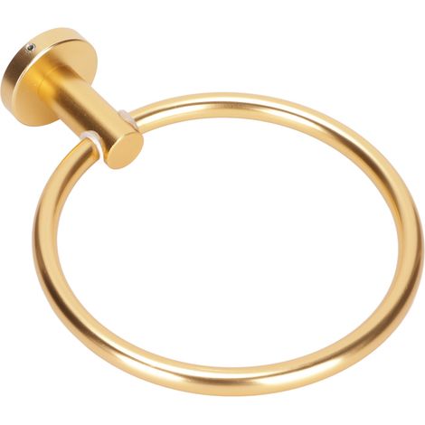 Anneau porte-serviettes rond moderne en aluminium spatial doré pour salle de bain, balcon et hôtel (1/4)