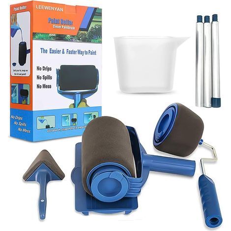 Farbroller, 8-teiliges Set mit Farbrollern und Farbwanne, universelles Heimwerkerwerkzeug zum Streichen von Wänden und Dekorieren von Zellen, abwaschbar und ausziehbar.