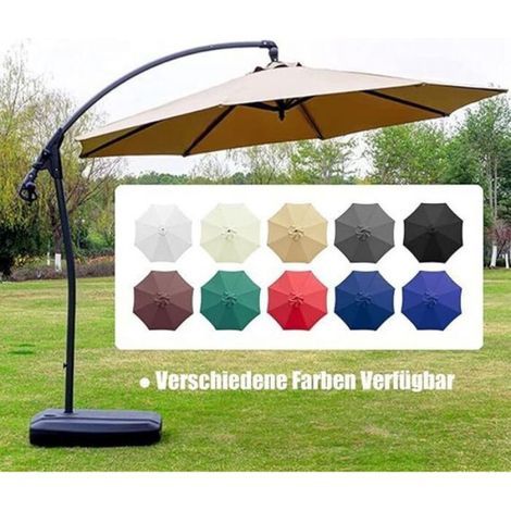 Housse de rechange pour parasol, 8 baleines, 3 m, imperméable, anti-UV, tissu de rechange, gris (1/4)