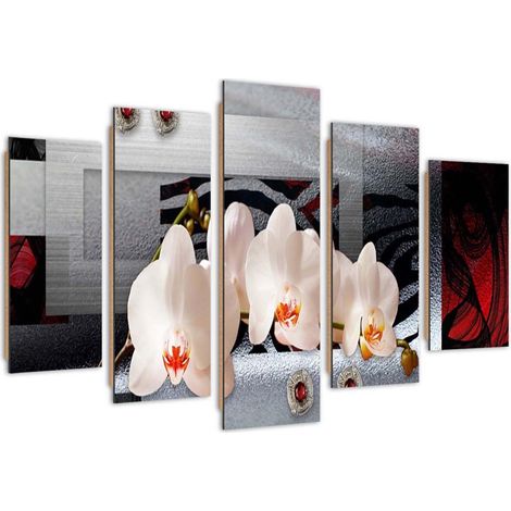 Quadro deco panel 5 parti, Orchidee bianche - 200x100 (1/5)