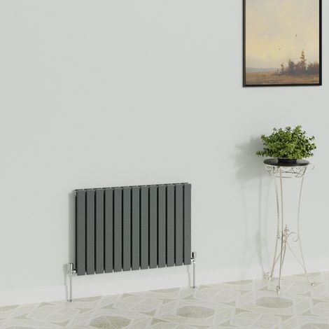 WarmeHaus Horizontal 600x884mm Flat Radiator Anthracite Double (1/5)