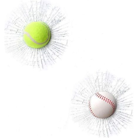 Autocollants 3D effet verre cassé – Lot de 2 – Pour voiture, baseball ou tennis – Humoristique et réaliste – Adhésif résistant (1/5)