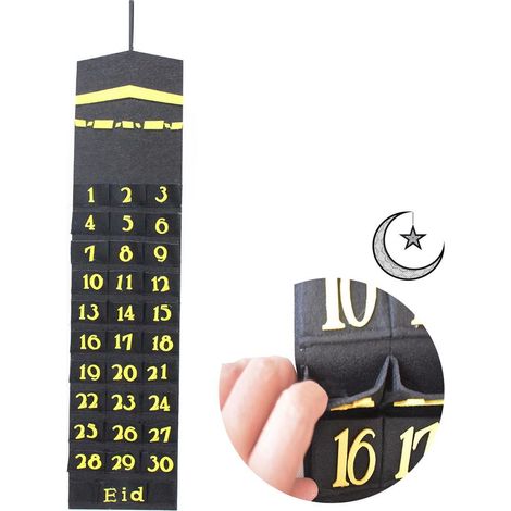 Eid Mubarak Adventskalender aus Filz – zum Aufhängen – nummerierter Countdown und langlebige Wanddekoration (1/5)
