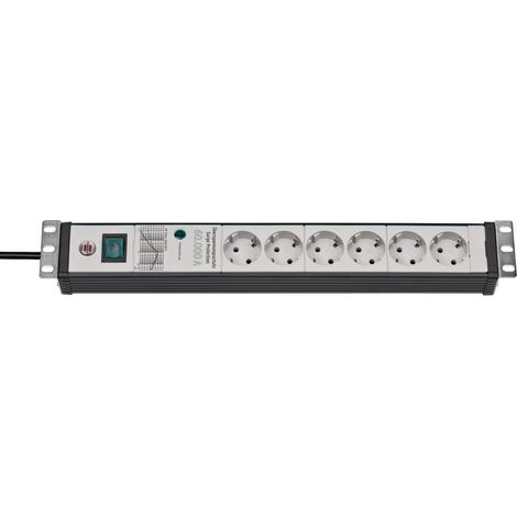 Brennenstuhl 1156057696 Multipresa con protezione da sovratensioni Nero, Grigio luminescente Schuko 1 pz.