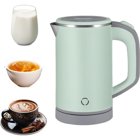 Piccolo bollitore da viaggio, piccolo bollitore elettrico da 800 ml, ebollizione rapida in 5 minuti, 600 W, base con funzione di conservazione del cavo di alimentazione, bollitore in acciaio inossidab