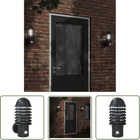 The Living Store Außenwandleuchte mit Bewegungsmelder Schwarz Edelstahl - Outdoor-Beleuchtung - Wandleuchte - Bewegungsmelder - Edelstahl - IP44 (1/5)
