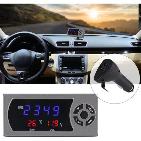 Horloge numérique LED 12-24V 3 en 1 thermomètre voltmètre pour voiture (1/5)
