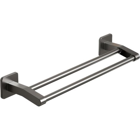 Toallero doble para baño, no requiere taladrar, 40 cm, gris. - aptos para cocinas y baños. (1/5)