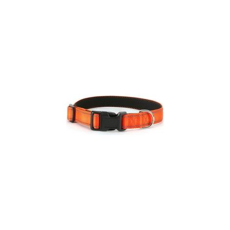 Collier réfléchissant en tissu pour chien, bouton tête de chat, orange, L : 2,5x36-50 cm –