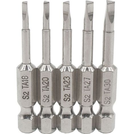 ZVD-5 PCS Embouts de Tournevis Magnétiques Triangulaires S2, Tête de 1,8 à 3 mm, Tige Hexagonale 6,35 mm, Longueur 50 mm (1/4)