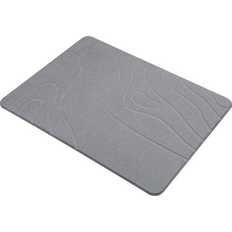 Tapis de salle de bain en diatomite – pierre naturelle, séchage rapide, super absorbant, dimensions 60×39 cm (gris foncé)