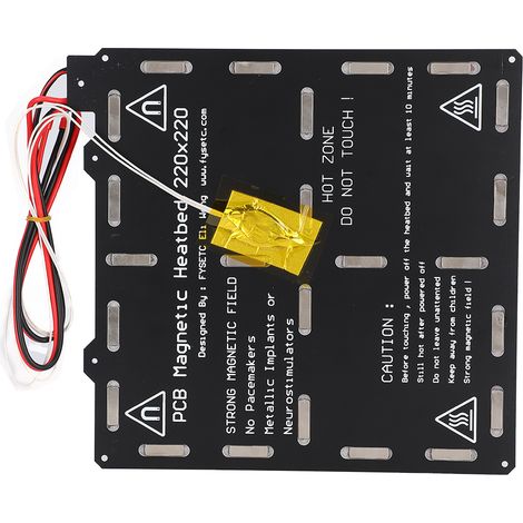 Plateau chauffant magnétique noir pour imprimante 3D, bonne conductivité thermique, 220 x 220 mm, 24 V (1/5)