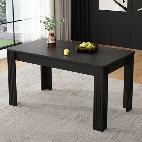 Table à manger moderne noire en panneau de particules 116 x 65 x 75 cm (1/5)