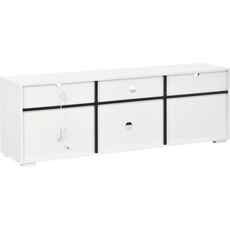 LED-TV-Lowboard in Hochglanz, Spanplatte, 150 x 35 x 50 cm, Weiß und Schwarz (1/5)