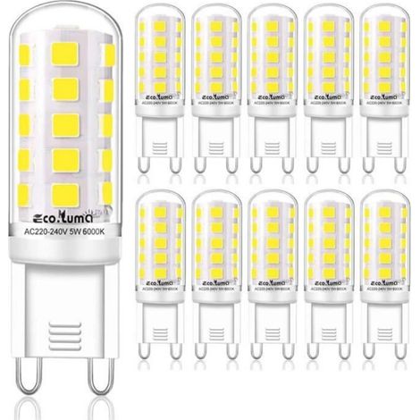 Ampoule G9 LED - 4W Equivalent 33W 40W G9 Halogène, 420LM, Mini Lampe, Blanc Froid 6000K, Sans Scintillement, AC220-240V,Lot de 10 (1/4)