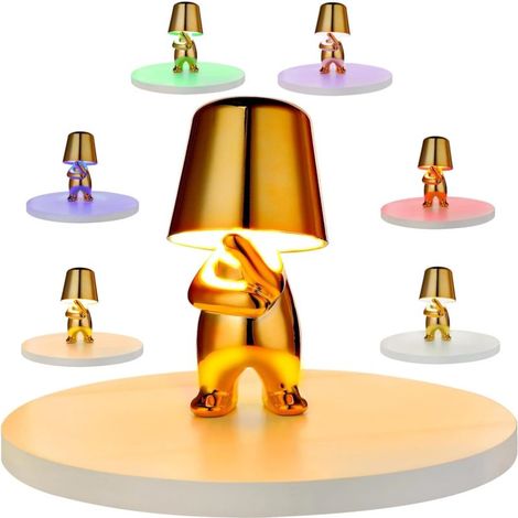 Lámpara de mesa "Hombre Dorado" Lámpara de mesa divertida, luz nocturna, lámpara para pensadores, decoración artística Escultura decorativa, lámpara de mesa para el hogar (1/5)
