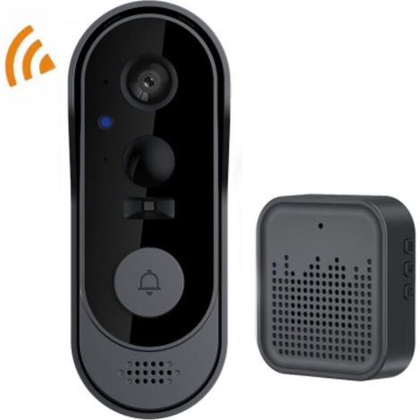Sonnette sans Fil avec Caméra,1080P WiFi Sonnette Étanche, Batterie Visiophone sans Fil avec Carillon, Audio Bidirectionnel, Vision Nocturne Infrarouge, Détection Humaine PIR (1/5)
