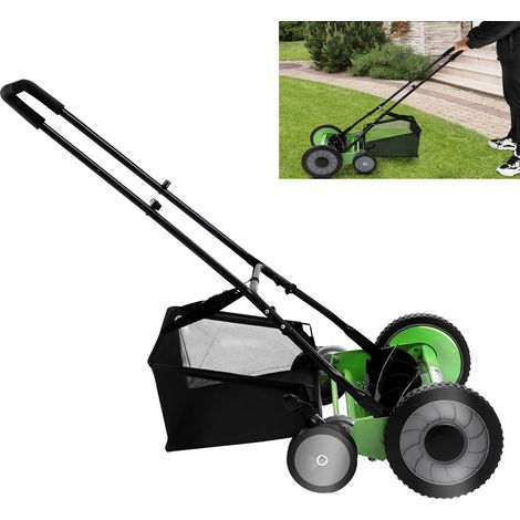 Tondeuse à gazon à poulie, avec bac de ramassage, coupe-bordures,outil de jardinage, tondeuse manuelle, idéale pour les pelouses et les jardins