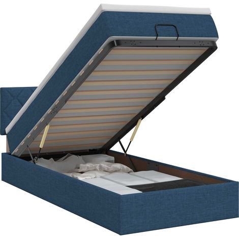 Maison Exclusive - Lit ottoman avec matelas Bleu 90 x 190 cm Tissu (1/5)