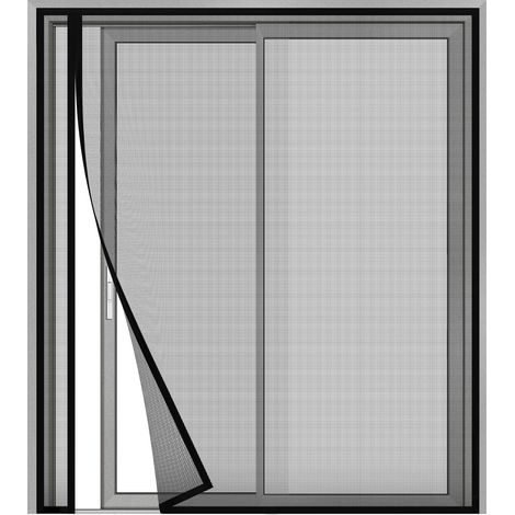 Moustiquaire de porte magnétique à ouverture latérale, 50 x 80 cm sens d'ouverture réglable (gauche/droite), bandes magnétiques puissantes intégrées, gris. (1/4)