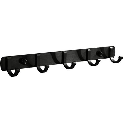 Perchero de pared de aluminio, inoxidable, que puede utilizarse como perchero, barra para colgar ropa o toallero, 5 ganchos, 36,5 cm. (1/5)