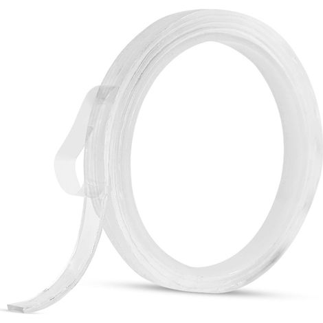 1 m / 3,3 ft Waschbares, spurloses, doppelseitiges Klebeband, abnehmbar, wiederverwendbar, rutschfest, transparent, Nano