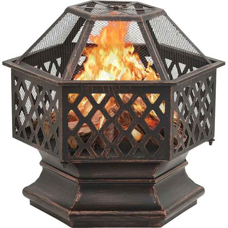 Maison Exclusive - Braciere Rustico con Attizzatoio 62x54x56 cm XXL in Acciaio (1/5)