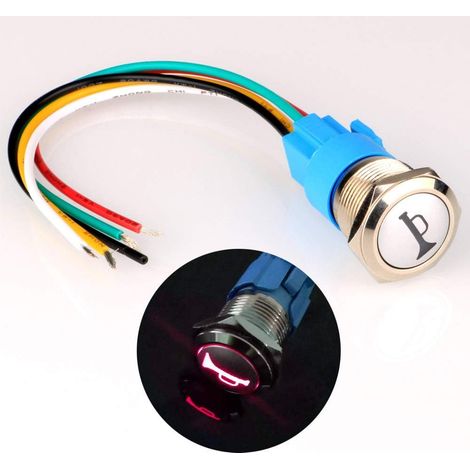 12V-24V/5A 19mm vorverdrahteter Momentan-Hupen-Druckknopfschalter Wasserdichter Metallknopf mit roter LED