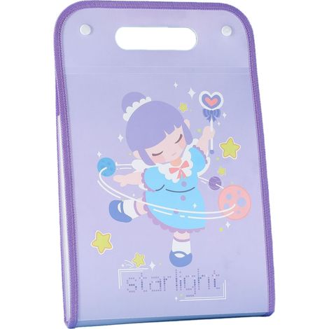 Classeur portable A4 violet, 12 compartiments extensibles, grande capacité, dossier vertical pour rangement par matière, idéal pour fillette (1/5)