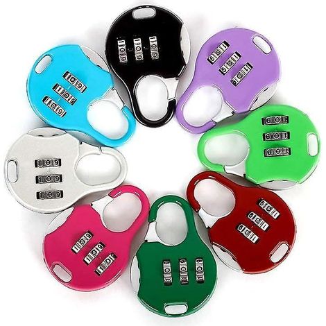 lot De 8 Mini Cadenas Combinaison Rinitialisables 3 Chiffres Pour Bagages De Voyage Couleurs Varies (1/5)