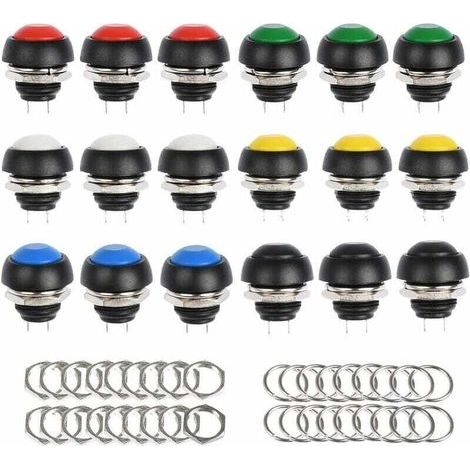 18 Pièces Bouton Interrupteur Loquet En Plastique Diy 12Mm Mini Bouton Étanche Bouton Poussoir 6 Couleurs Commutateurs Momentanés,de DEBUNS (1/5)