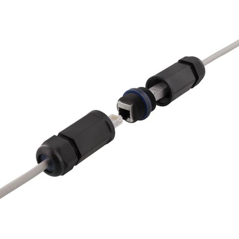 Coupleur étanche 2 prises RJ45 Cat6 blindées IP67 noir, pour rallonge de câble réseau, Ethernet (1/5)