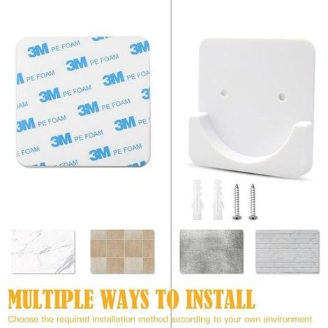 Lot de 2 supports de tringle à rideau auto-adhésifs pour tringle à rideau de douche avec adhésif et vis pour tringles à rideau de
