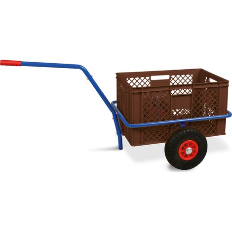 BRB Chariot à main avec panier en plastique 600 x 400 x 320 mm / 63 l Marron Capacité de charge 200 kg Pneus anti-crevaison (1/2)