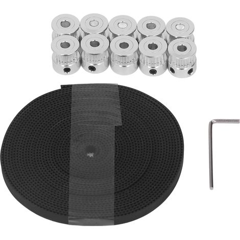 Kit poulies synchrones 20 dents en alliage d'aluminium et courroie caoutchouc 6mm pour imprimante 3D CNC (1/5)