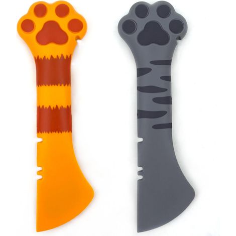 Lot de 2 cuillères doseuses pour chiens et chats, ouvre-boîte en silicone en forme de patte mignonne, pelle, cuillère à mélanger
