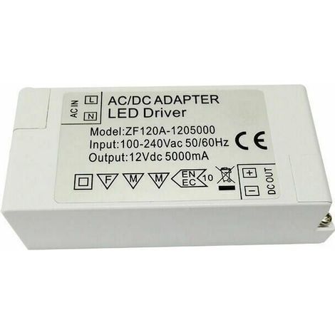 YMYNY Alimentation Led 12v, Transformateur Led 60w Ac 220v À 12v Dc 5a Transfo Led, Tension Constante Adaptateur Convertisseur Led Driver, Pour Bandes Led Et Ampoule Led Mr16 G4 Mr11 (Pack De 1) (1/4)