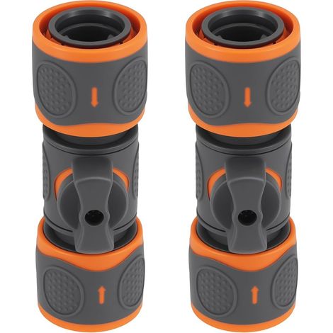 Raccord Tuyau D'arrosage, Pièces et Raccords de Tuyau D'arrosage, Lot de 2 Raccords avec Valve de Régulation, Connexion Étanche pour Tuyau 1/2 Pouce, Adaptateur Robinet Tuyau Arrosage (1/5)