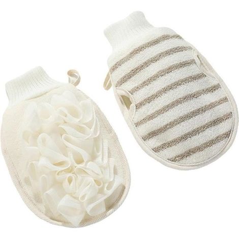 Gants exfoliants en bambou - Éponge de douche double texture - Élimine les poils incarnés (1/4)