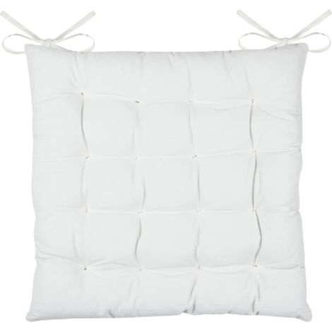 Chair cushion 38x38x5 cm ecru cotton Oxford model, cotton satin