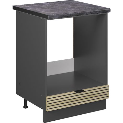 Herdumbauschrank Fame-Line, Eiche Paneel, 60 cm , AP Anthrazit, Vicco