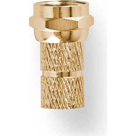 Conector f recto masculino chapado en oro 75 ohmios giro diametro de entrada del cable 55 mm cobre metales 2 uds carton con ventana